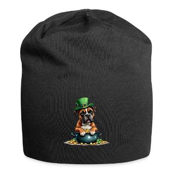 Boxer St. Patricks Day Outfit Hunde - Jersey-Beanie - Schwarz - Vorne