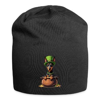 Dobermann St. Patricks Day Outfit Hunde - Jersey-Beanie - Schwarz - Vorne