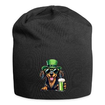 Dachshund St. Patrick's Day Beer Outfit Dogs - Jersey Beanie - black - Front