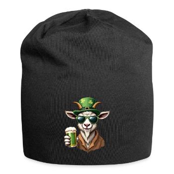 Ziege St. Patricks Day Bier Outfit Ziegen - Jersey-Beanie - Schwarz - Vorne
