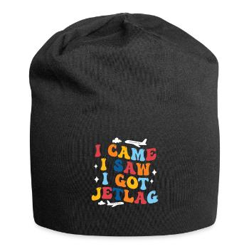 Ich kam, ich sah, ich bekam Jetlag, Reisehumor - Jersey-Beanie - Schwarz - Vorne