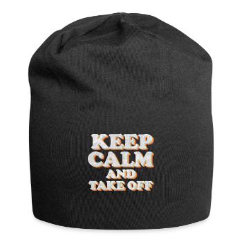 Bewahren Sie die Ruhe und starten Sie in den Urlaub - Jersey-Beanie - Schwarz - Vorne