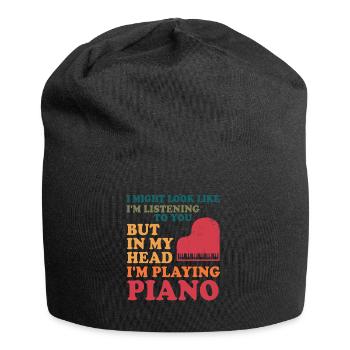 I Might Look Like I Am Listening Piano - Jersey Beanie - black - Front