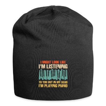 I Might Look Like I Am Listening Piano - Jersey Beanie - black - Front
