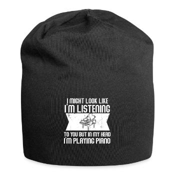 I Might Look Like I Am Listening Piano - Jersey Beanie - black - Front