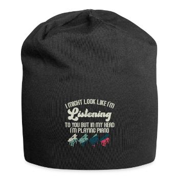 I Might Look Like I Am Listening Piano - Jersey Beanie - black - Front