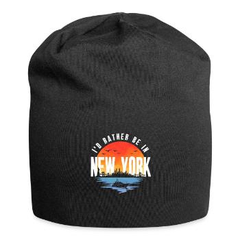Ich wäre lieber in der New Yorker Skyline bei Sonnenuntergang - Jersey-Beanie - Schwarz - Vorne