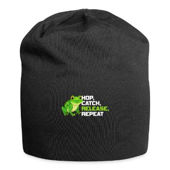 Hop Catch Release Repeat Frosch Humor - Jersey-Beanie - Schwarz - Vorne