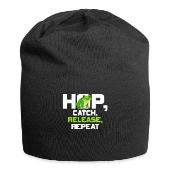 Hop Catch Release Repeat Frosch Humor - Jersey-Beanie - Schwarz - Vorne