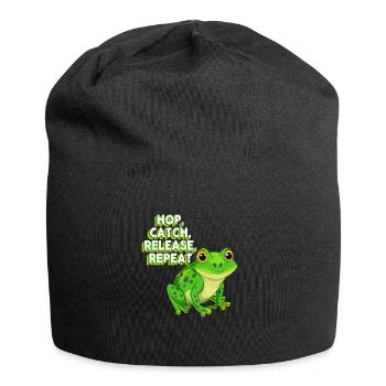 Hop Catch Release Repeat Frosch Humor - Jersey-Beanie - Schwarz - Vorne
