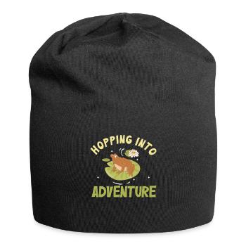 Saut dans l’aventure grenouilles nature joie - Bonnet en jersey - noir - Devant