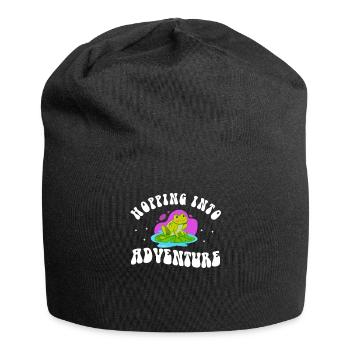Saut dans l’aventure grenouilles nature joie - Bonnet en jersey - noir - Devant