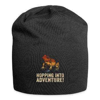 Eintauchen ins Abenteuer Frösche Natur Freude - Jersey-Beanie - Schwarz - Vorne