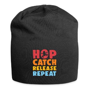 Hop Catch Release Repeat Frosch Humor - Jersey-Beanie - Schwarz - Vorne