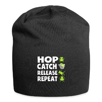 Hop Catch Release Repeat Frosch Humor - Jersey-Beanie - Schwarz - Vorne