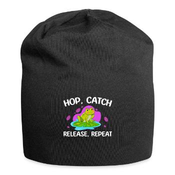 Hop Catch Release Repeat Frosch Humor - Jersey-Beanie - Schwarz - Vorne