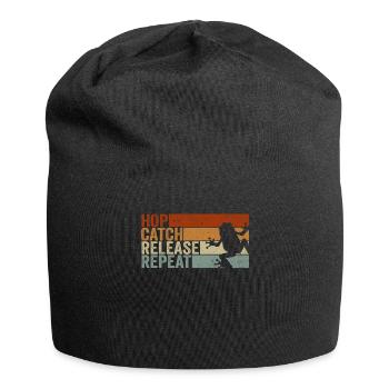 Hop Catch Release Repeat Frosch Humor - Jersey-Beanie - Schwarz - Vorne