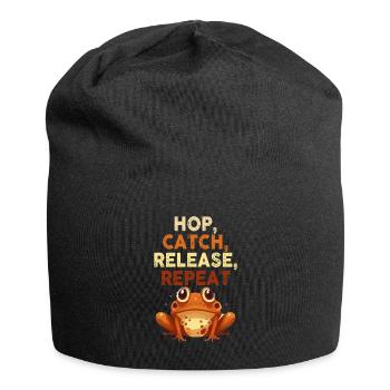 Hop Catch Release Repeat Frosch Humor - Jersey-Beanie - Schwarz - Vorne
