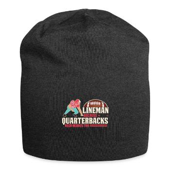 Lineman, weil Quarterbacks Helden brauchen - Jersey-Beanie - Anthrazit - Vorne