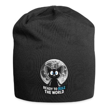Bereit, die Welt zu erobern – Maus im Mondschein - Jersey-Beanie - Schwarz - Vorne