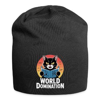World domination – cat with big plans - Jersey Beanie - black - Front