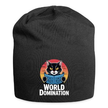 World domination – cat with big plans - Jersey Beanie - black - Front