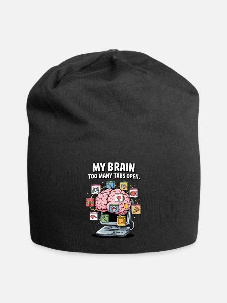 Too Many Tabs – ADD Brain Cartoon Design - Jersey Beanie - black