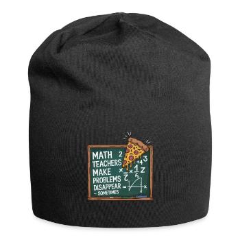 Lustiges Mathelehrer Design Pizza & Probleme lösen - Jersey-Beanie - Schwarz - Vorne