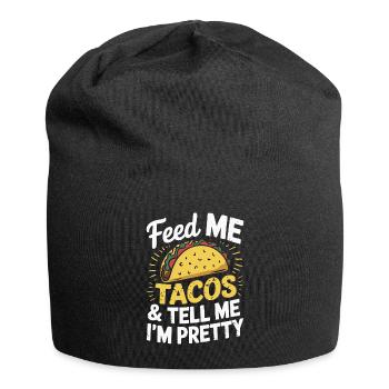 Taco-Design - Füttere mich & sag, ich bin hübsch - Jersey-Beanie - Schwarz - Vorne