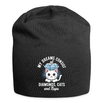 Träume bestehen aus Diamanten, Katzen, Nickerchen - Jersey-Beanie - Schwarz - Vorne