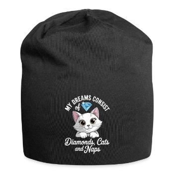 Träume bestehen aus Diamanten, Katzen, Nickerchen - Jersey-Beanie - Schwarz - Vorne