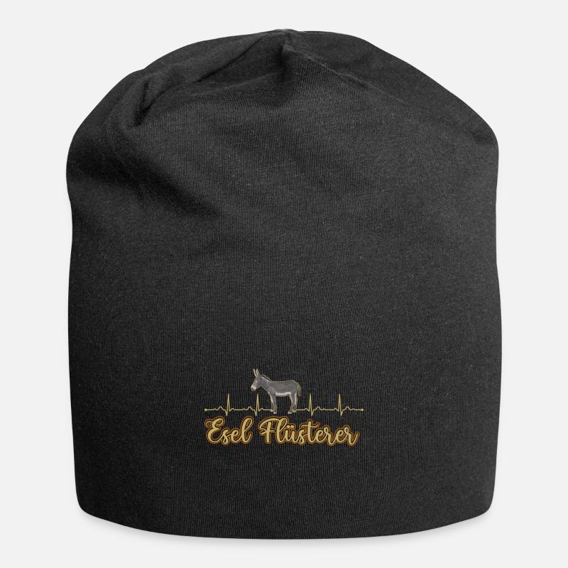 Esel Flüsterer Herzschlag Bauernhof Spruch - Jersey-Beanie - Schwarz
