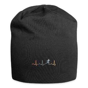 Marathon Joggen Laufen Herzschlag heart female - Jersey-Beanie - Schwarz - Vorne