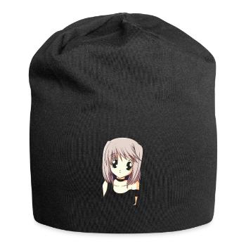 Anime girl big eyes manga Japanese gift - Jersey Beanie - black - Front
