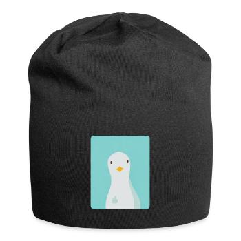 Fiese Möwe mit Stinkefinger, Frecher Vogel witzig - Jersey-Beanie - Schwarz - Vorne