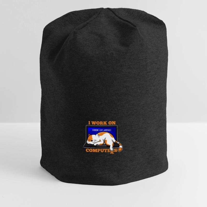 Katze und Computer, die Programmierergeschenk zerhacken Jersey-Beanie