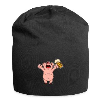 Nutztiere trinken Bier Kuhschwein Huhn und Bier - Jersey-Beanie - Schwarz - Vorne