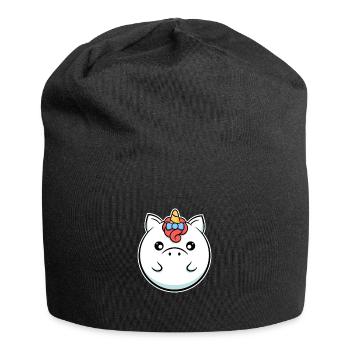 Rundes Einhorn Einhorn das letzte Einhorngeschenk - Jersey-Beanie - Schwarz - Vorne