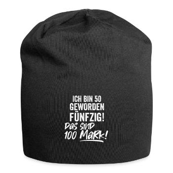 Lustiges 50. Geburtstag Geschenk Fünfzig - Jersey-Beanie - Schwarz - Vorne