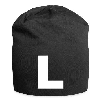 Lettre Initiales L - Bonnet en jersey - noir - Devant