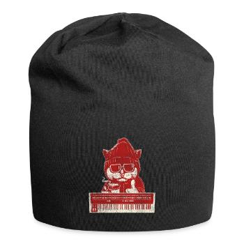 Coole Synthesizer Kaffee Katze - Jersey-Beanie - Schwarz - Vorne