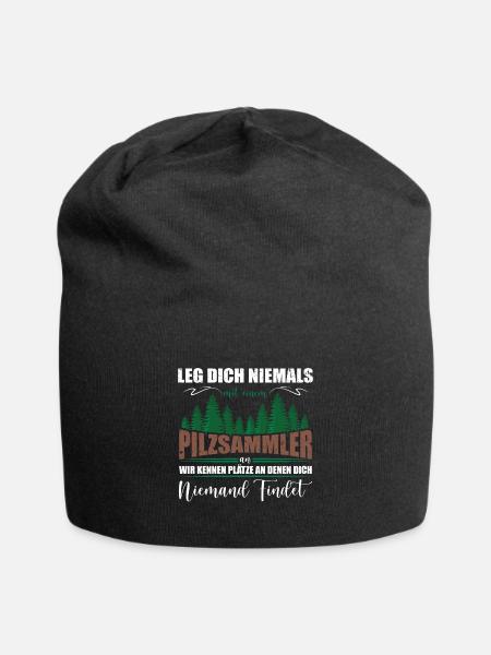 Pilzsammler Pilze Wald - Jersey-Beanie - Schwarz