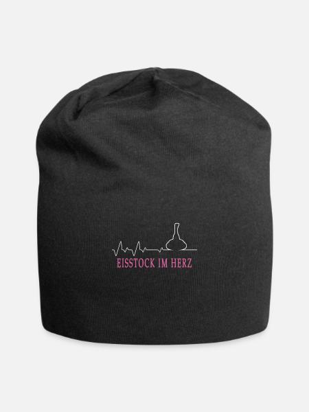 Eisstockschießen Eisstock Stockschütze Herzschlag - Jersey-Beanie - Schwarz