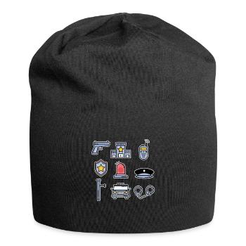 Police Collection Kids Policeman Cop Gift - Jersey Beanie - black - Front
