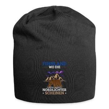 Finnland Spruch Flagge Nordlichter - Jersey-Beanie - Schwarz - Vorne
