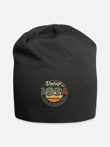 Vintage 1974 Geburtstag Retro Jahrgang Geschenk - Jersey-Beanie - Schwarz