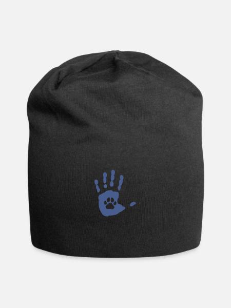 Hand Pfote Hund Katze Selbst Gestalten Geschenk - Jersey-Beanie - Schwarz