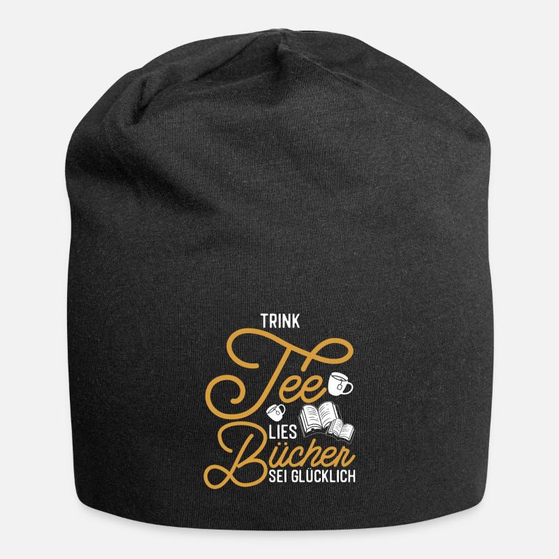 Leseratte Tee Spruch Bücherwurm - Jersey-Beanie - Schwarz
