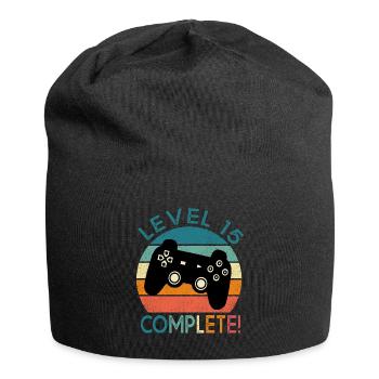Geburtstag 15 Jahre gamer level 15 geschenk 15 jahre - Jersey-Beanie - Schwarz - Vorne