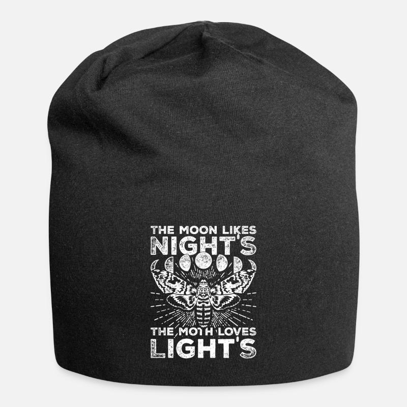 Moon Phases Moth Witchcraft Gothic Occult - Jersey Beanie - black